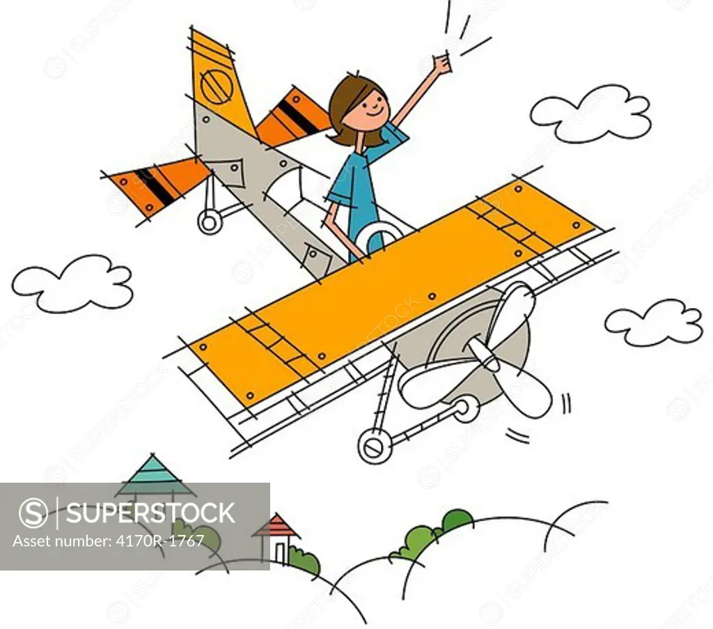 Woman flying on an aeroplane