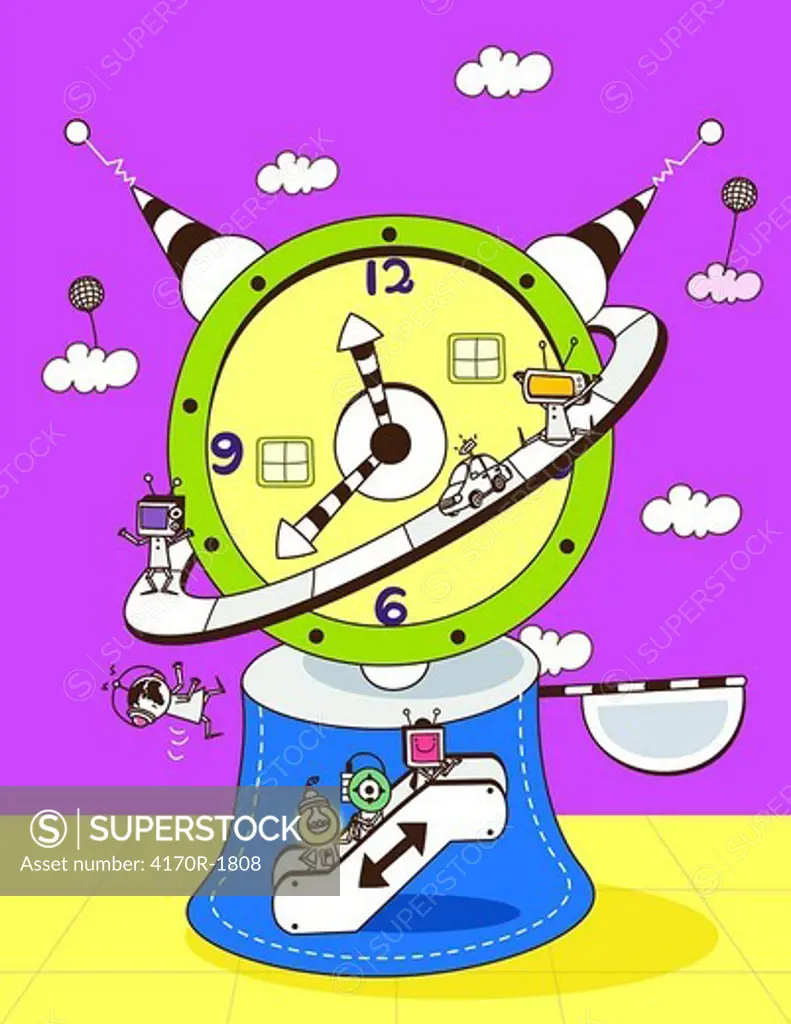 Close-up of a clock with antennas