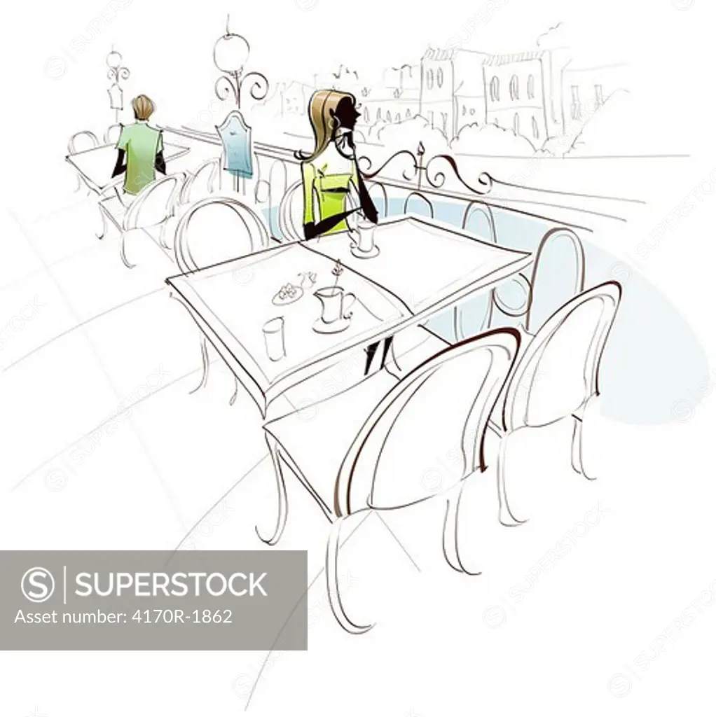 Woman sitting on a chair in a restaurant