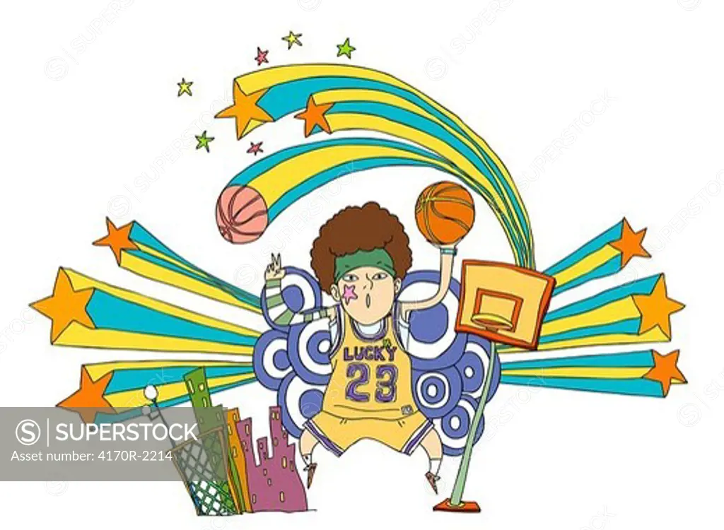 Basketball player holding basketball