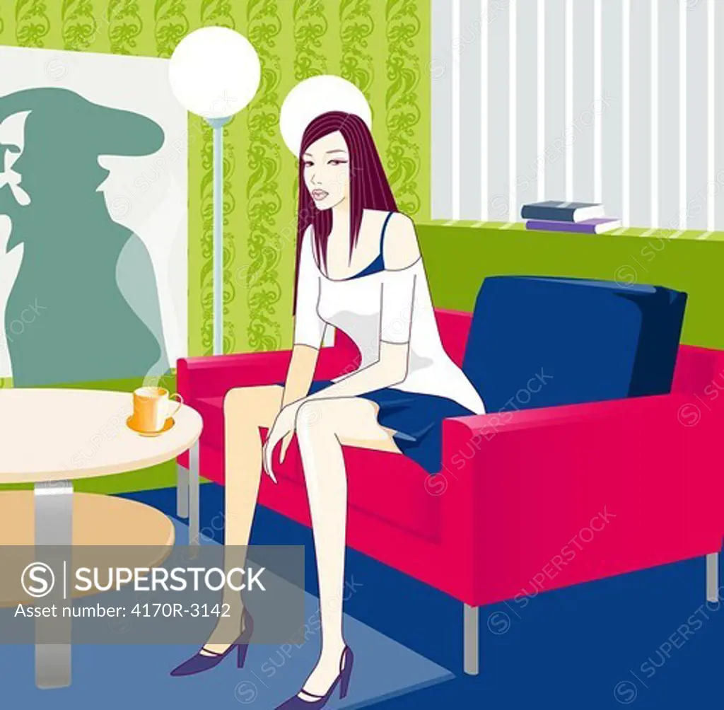 Portrait of a woman sitting on a couch