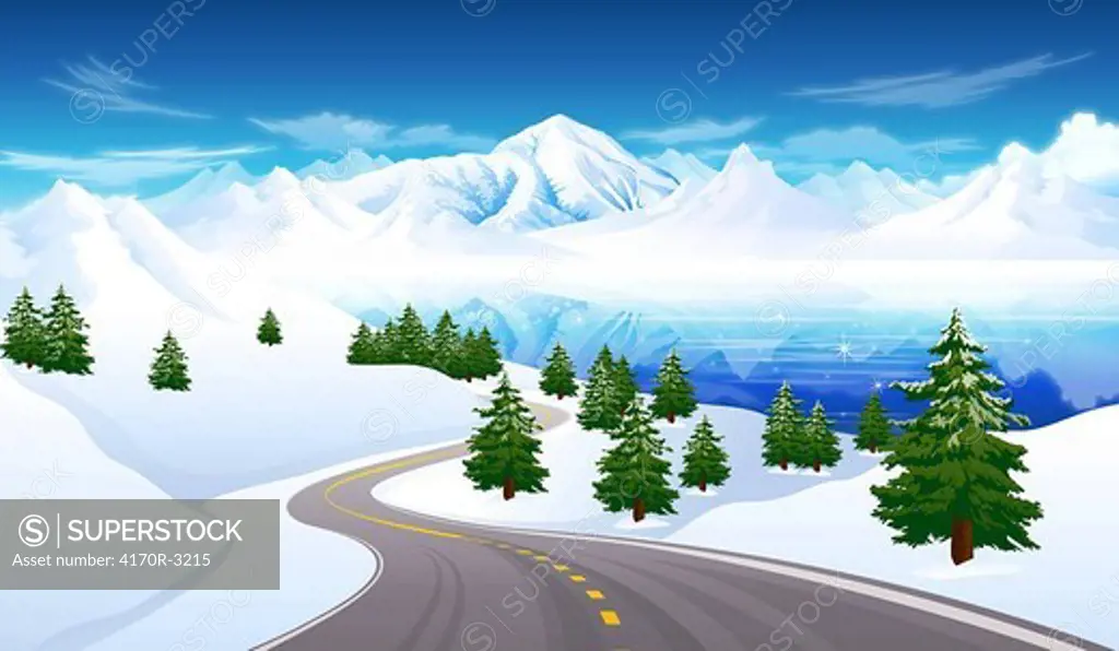 Road passing through a polar landscape