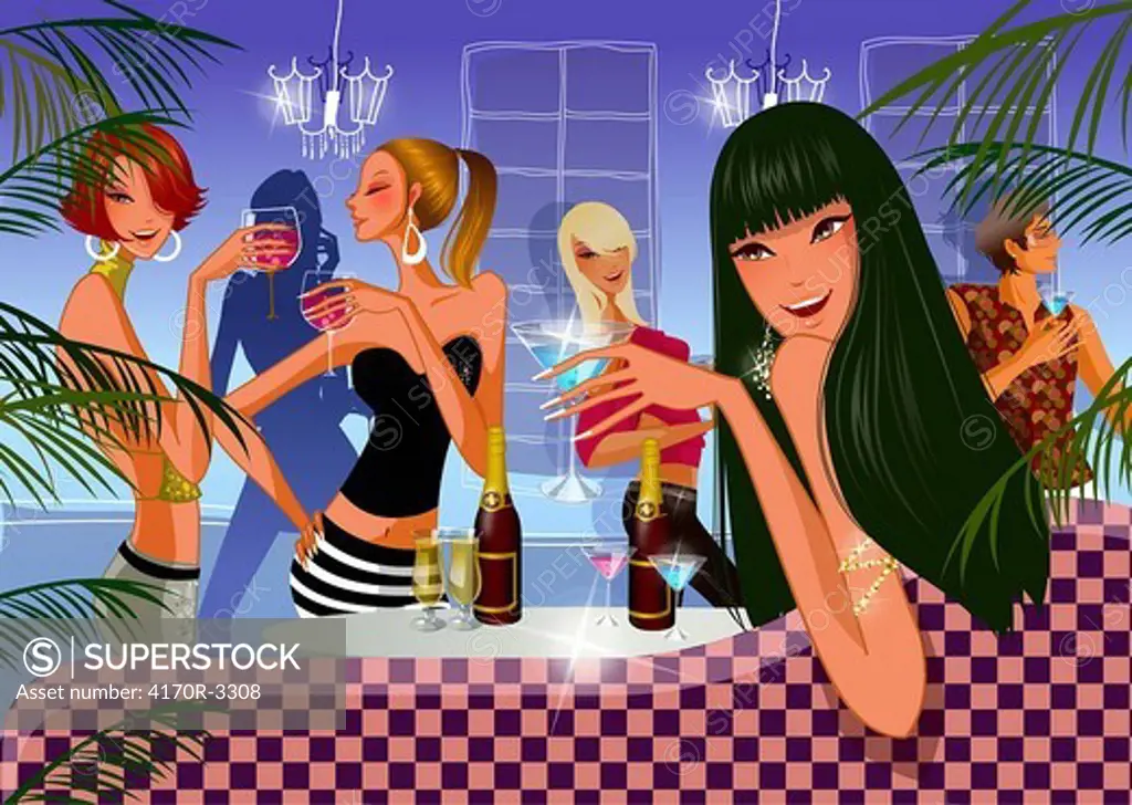 Group of women in a nightclub