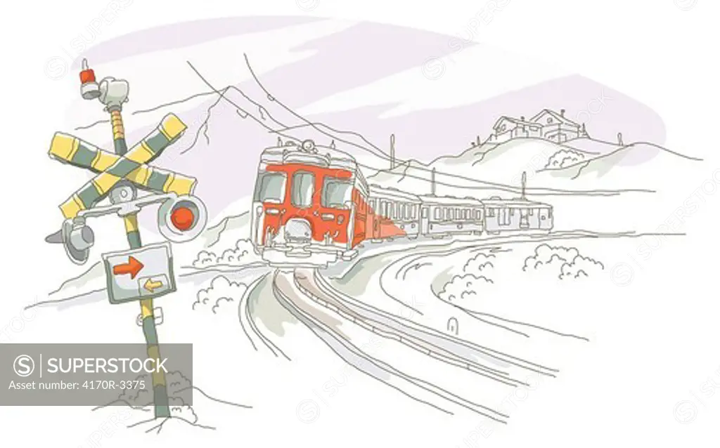 Train moving on a railroad track