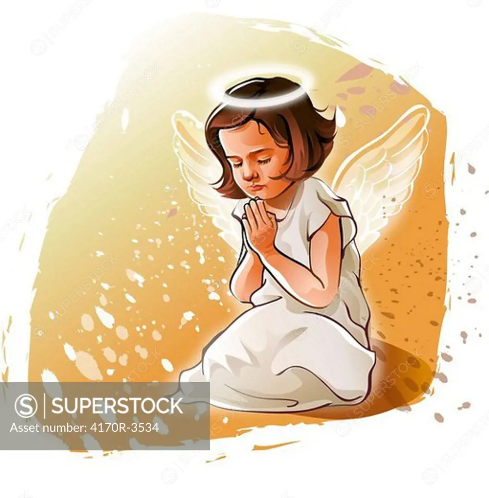 Close-up of an angel praying