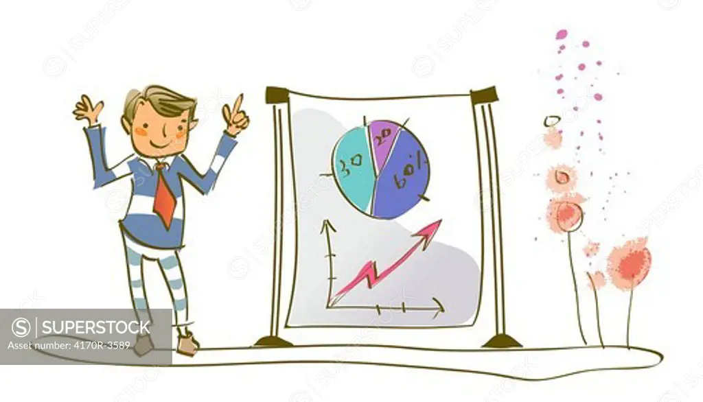 Businessman standing near a chart