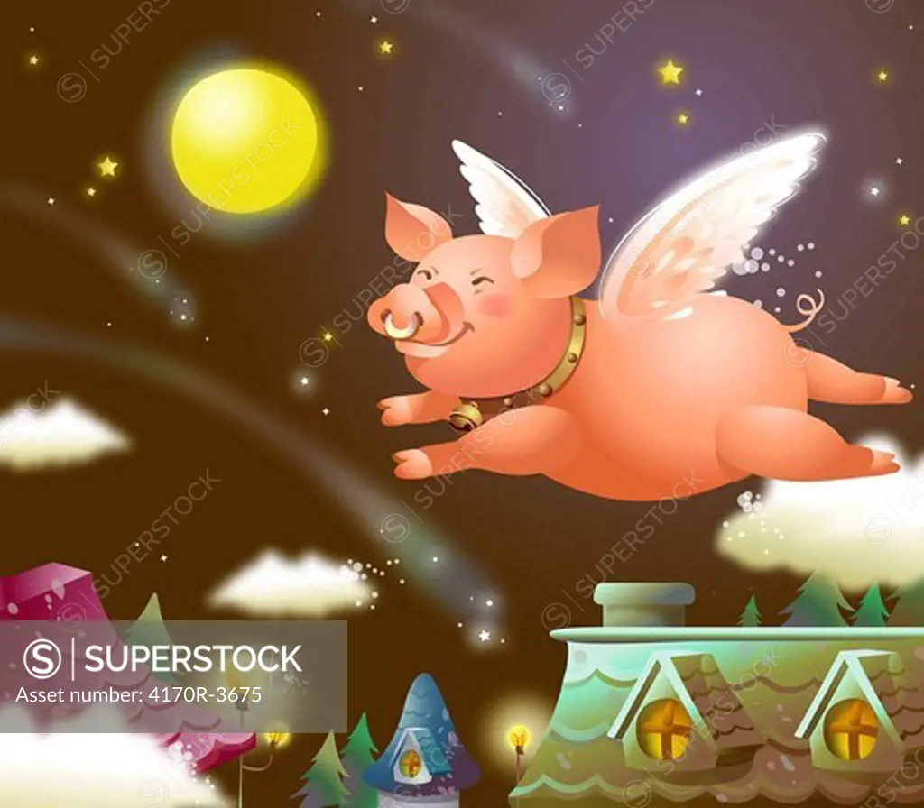 Pig flying in the sky