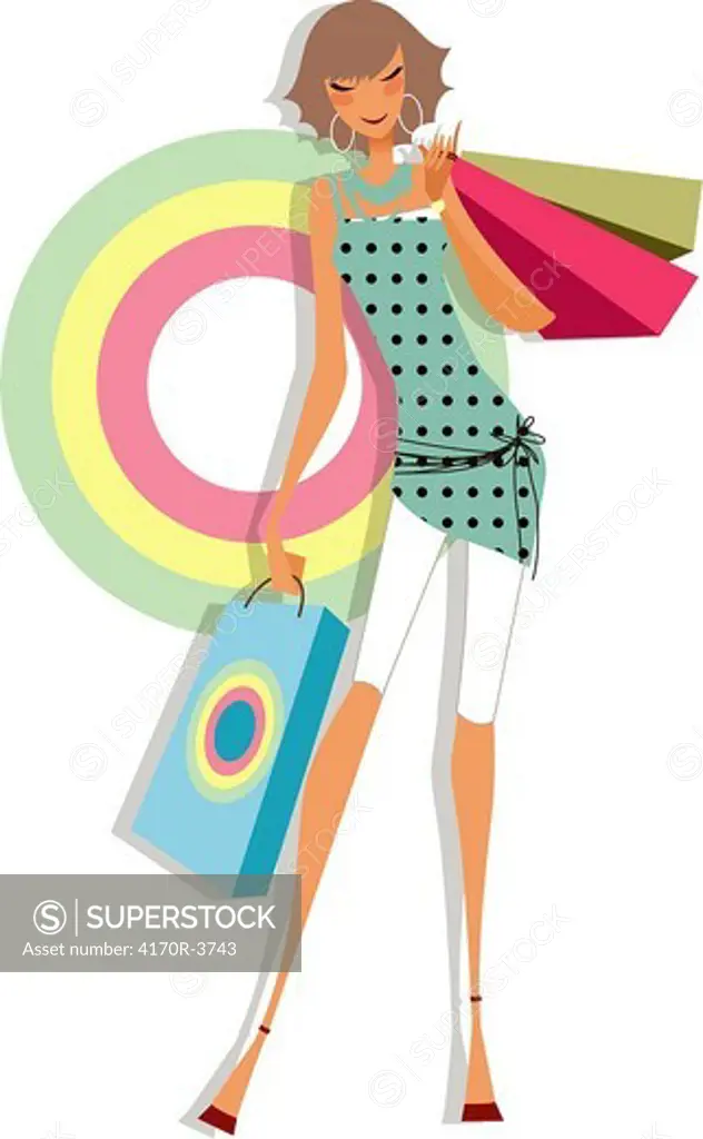 Woman standing and holding shopping bags