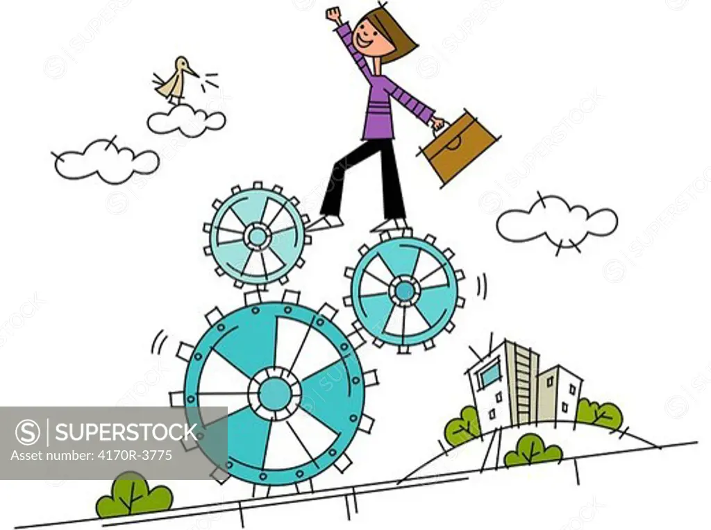 Woman walking on a ferris wheel
