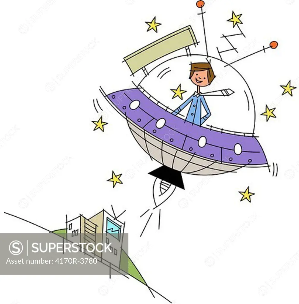 Man standing in a UFO
