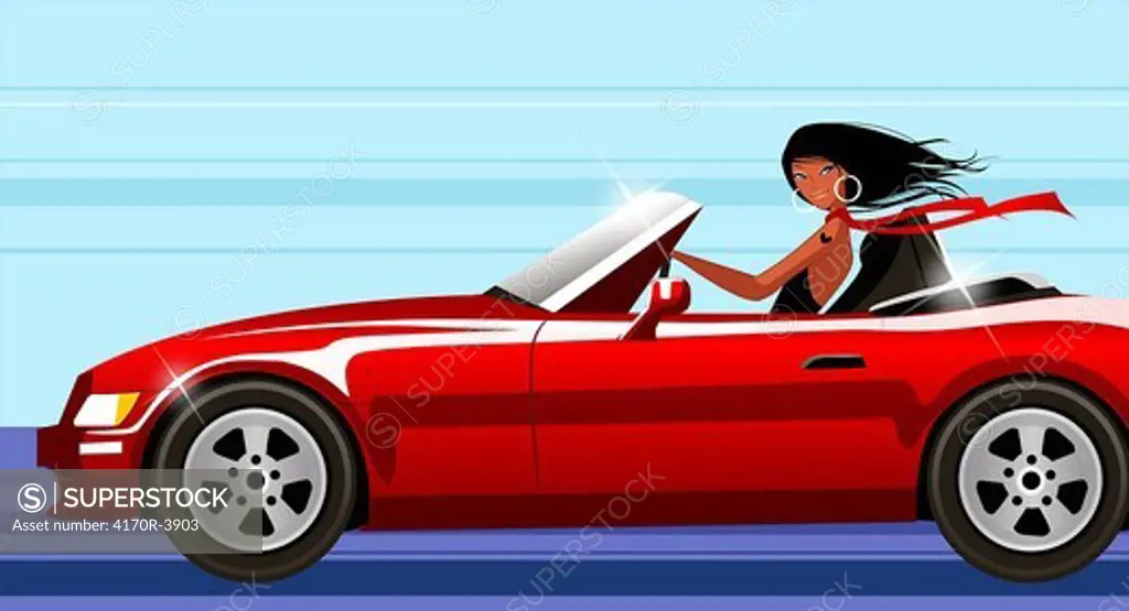 Portrait of a woman driving a car
