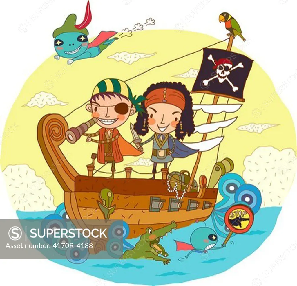 Couple in nautical vessel