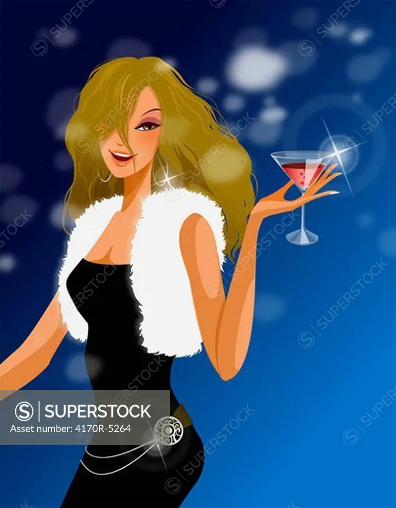 Portrait of a woman holding a martini glass