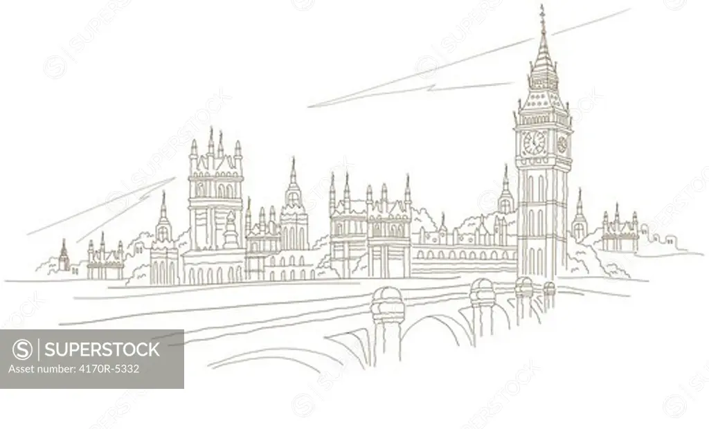 Bridge in front of a clock tower, Big Ben, Westminster Bridge, Houses of Parliament, Thames River, London, England