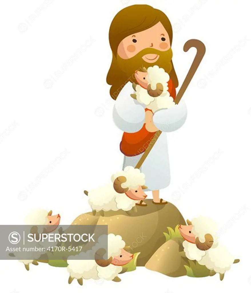 Jesus Christ holding a sheep