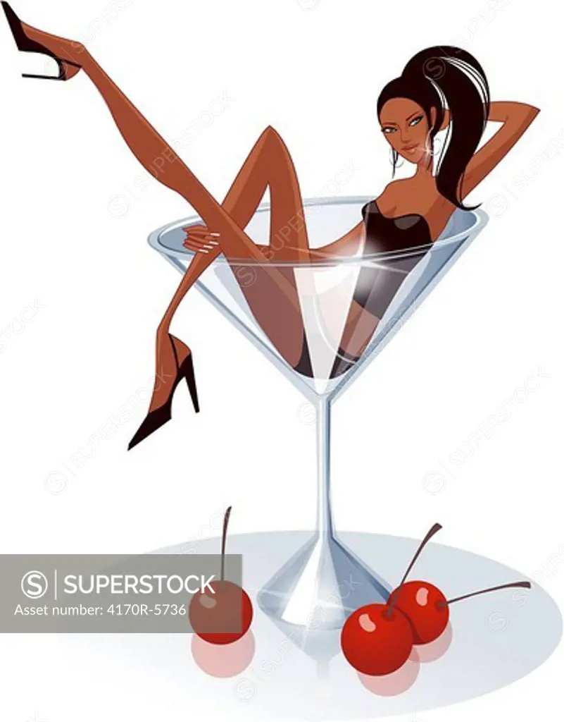 Woman in a martini glass