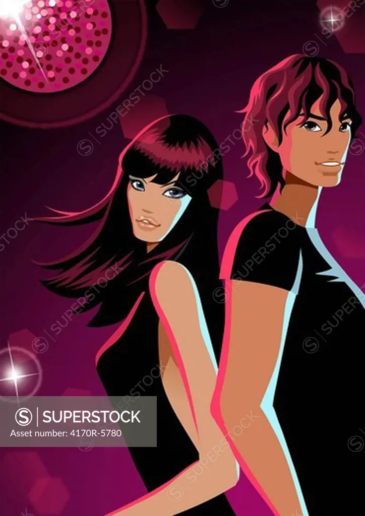 Portrait of a couple dancing in a nightclub
