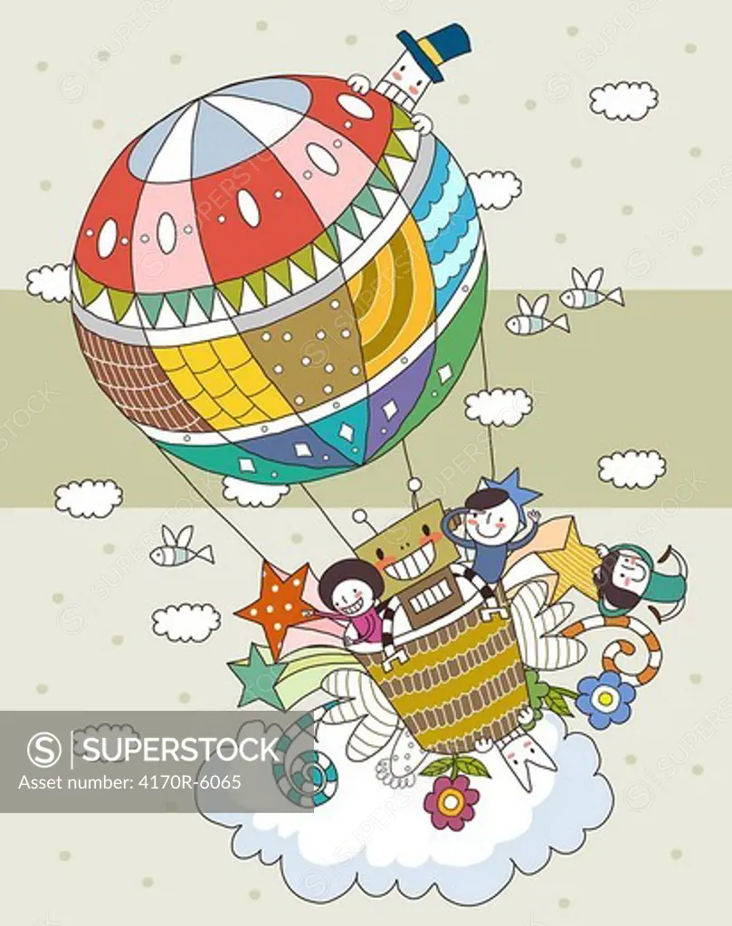 Children in hot_air balloon