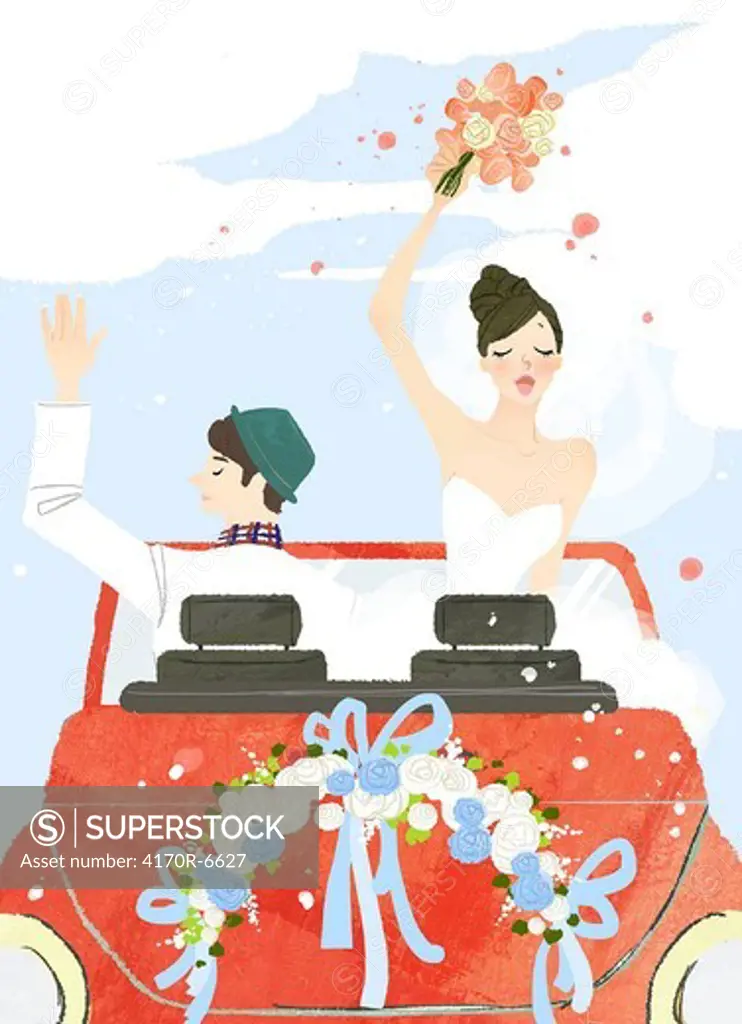 Just married couple on drive