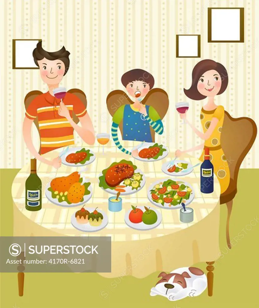 Family having dinner at home