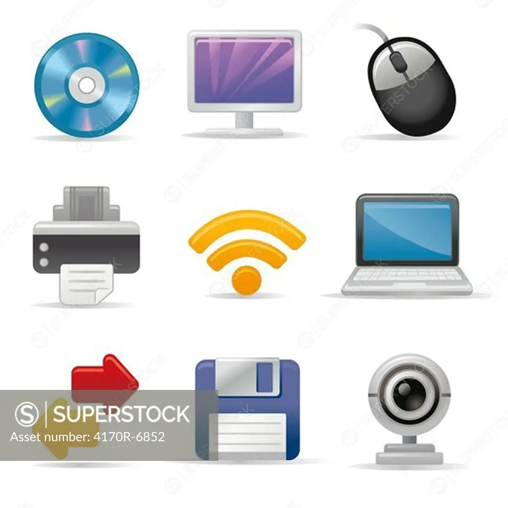 Input and output device icon set