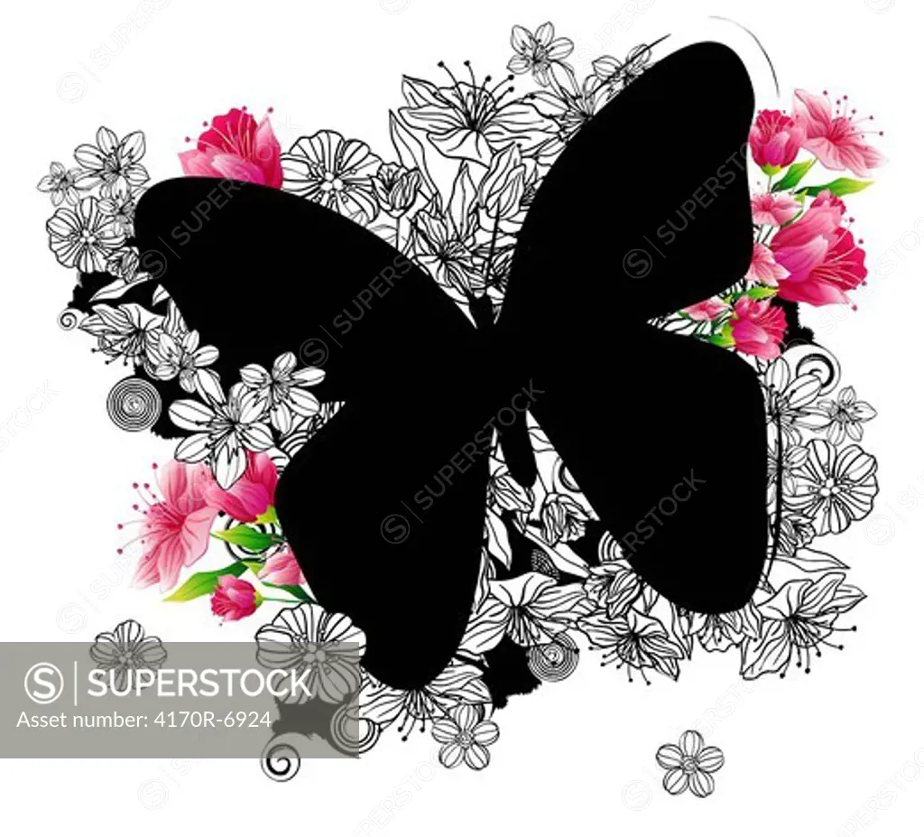 Butterfly shape with flora design