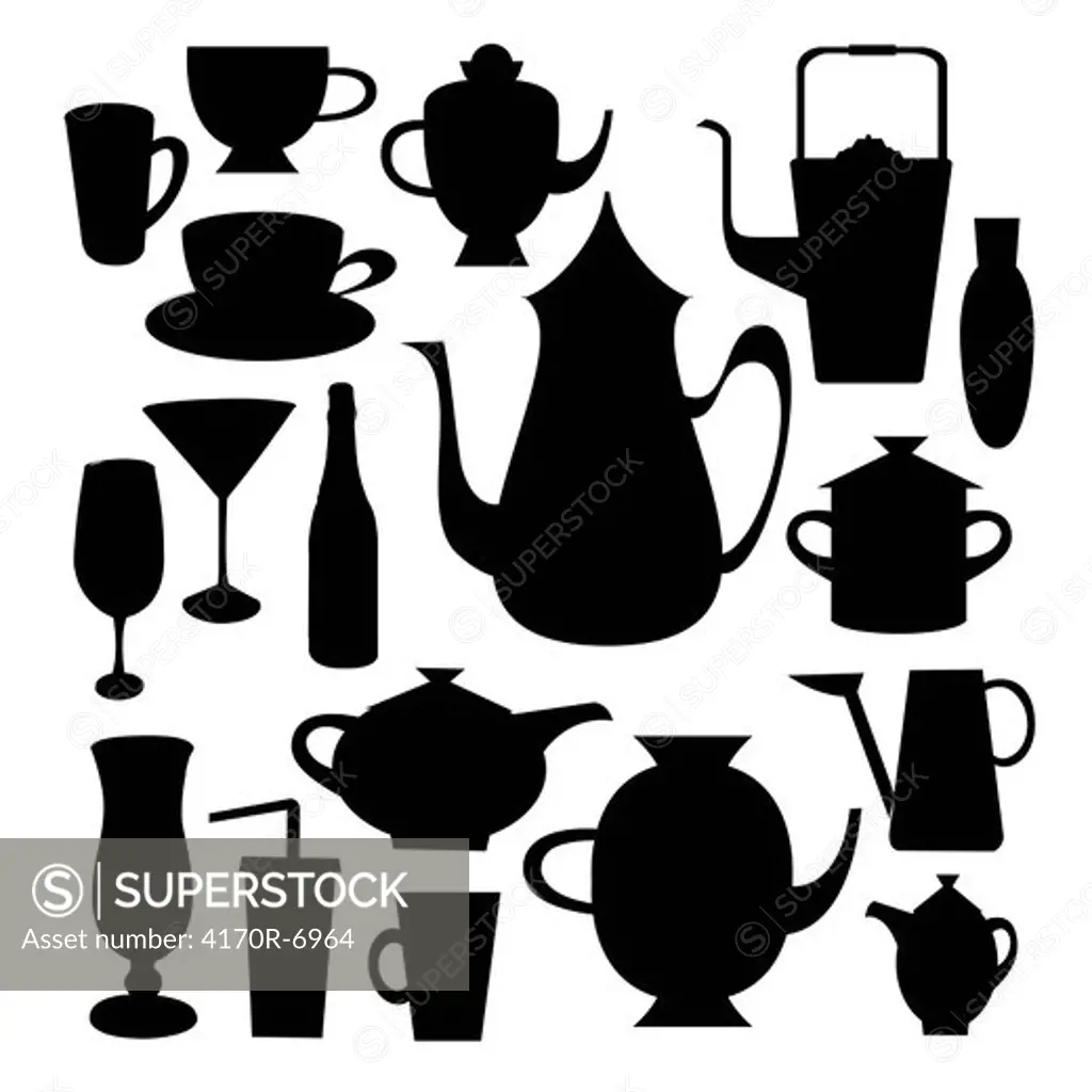 Set of silhouette of cookery objects