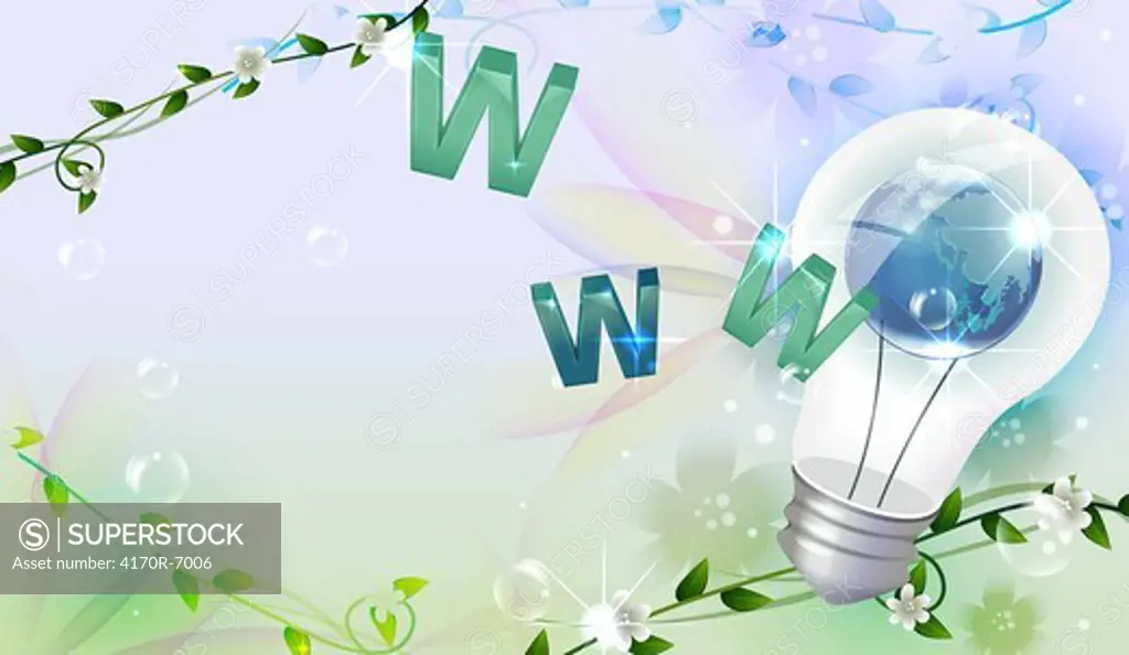 World wide web vector with globe and light bulb