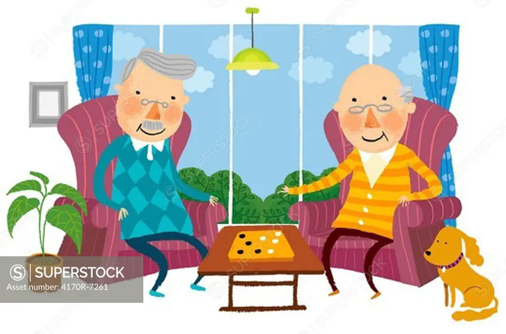 Two elderly Man playing Indoor game