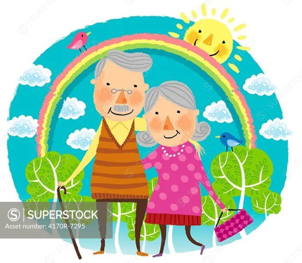 Happy elderly couple portrait