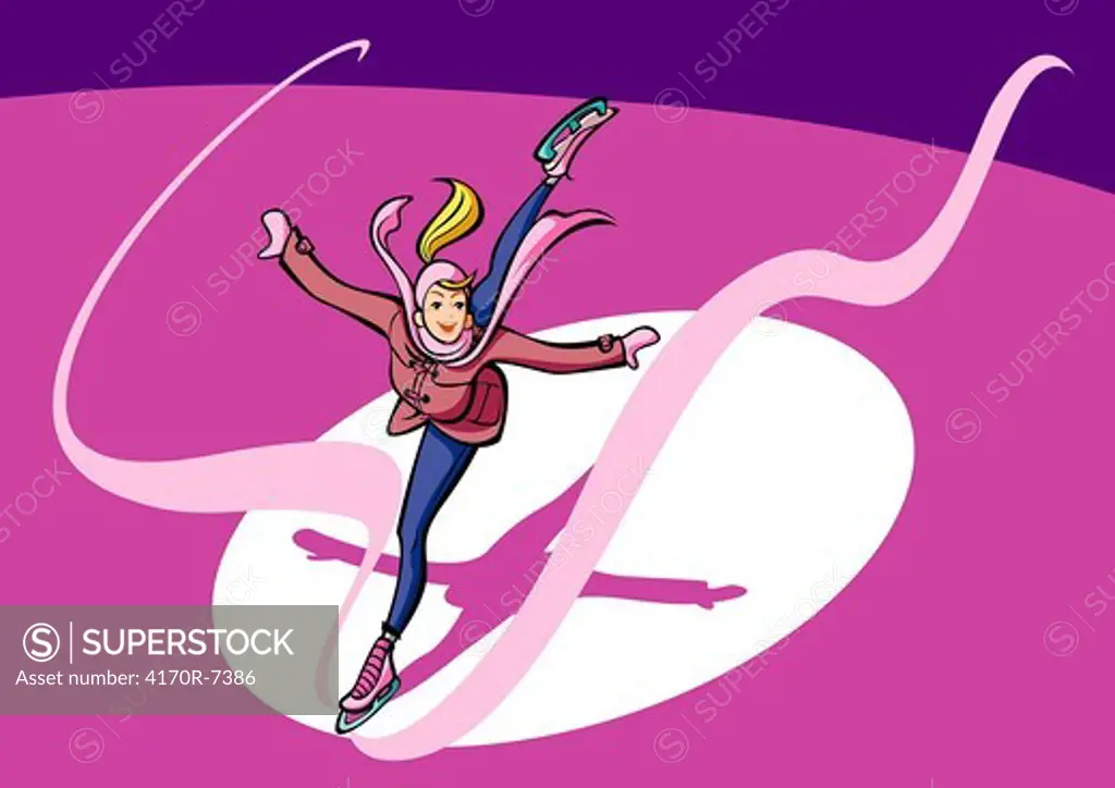 High angle view of a woman ice_skating
