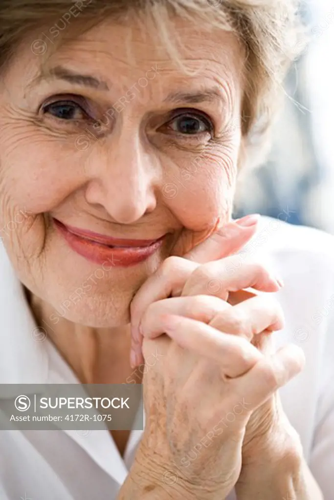Close up of happy elderly woman