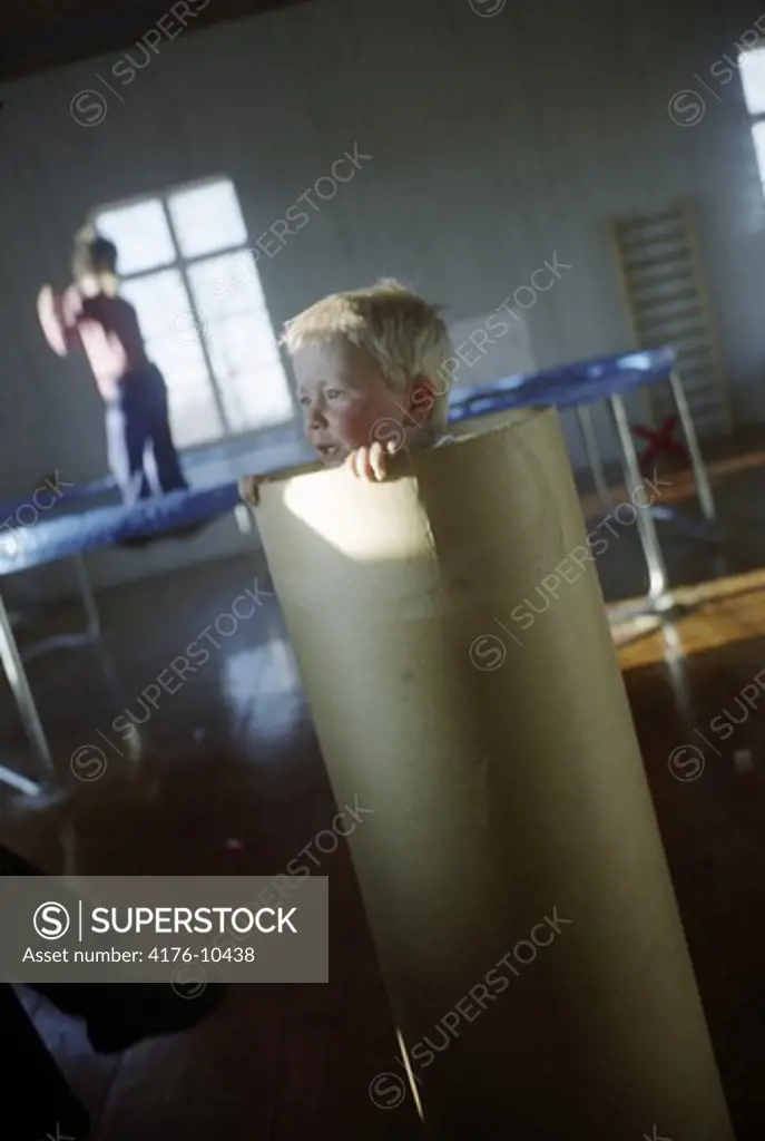 A small boy in a gym. Sweden