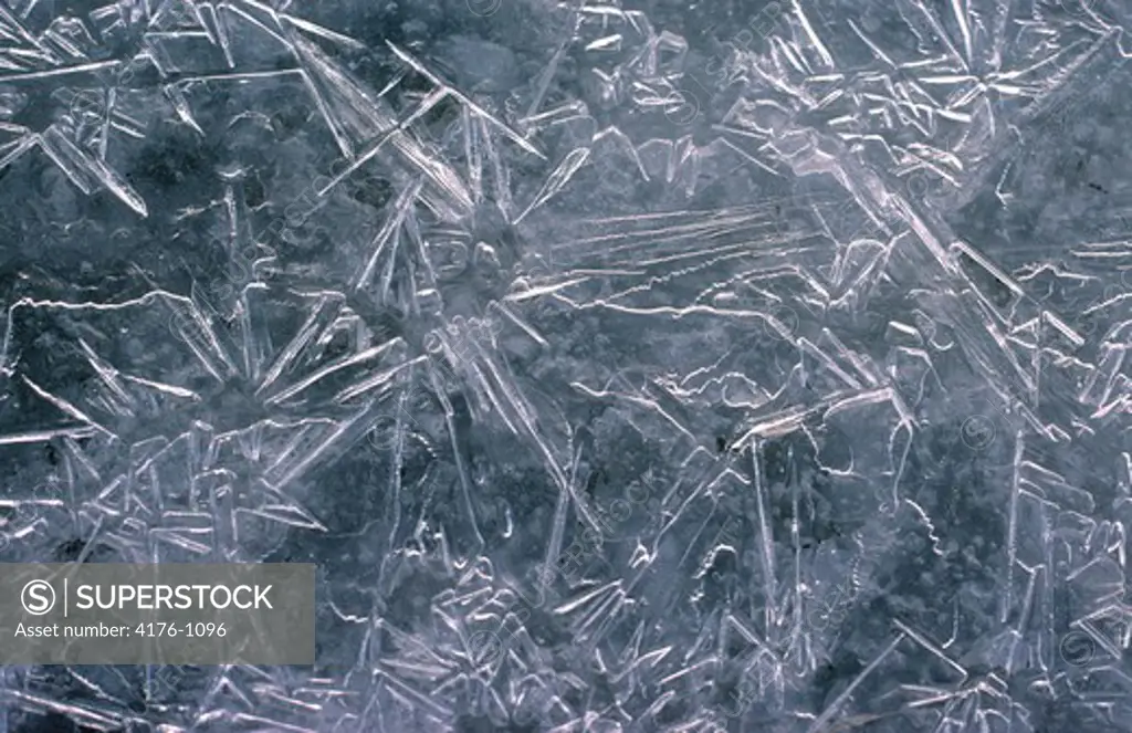 Close-up of ice crystals making a pattern, Iceland