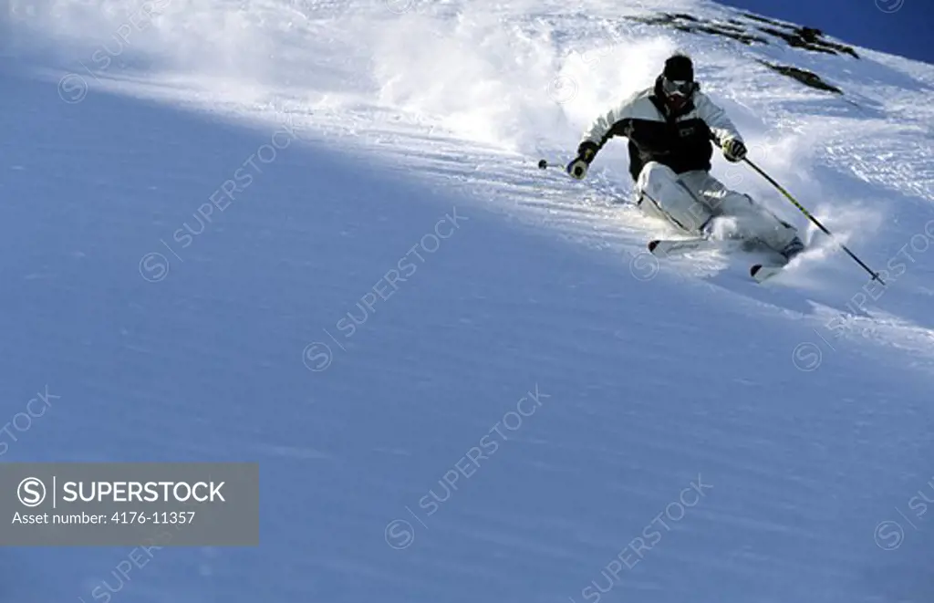 A person downhill skiing in Sweden