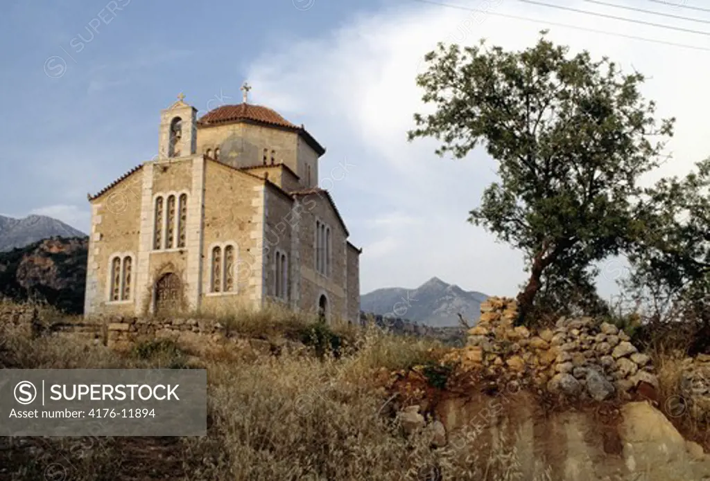 Greek orthodox church building in Peleponessos, Greece