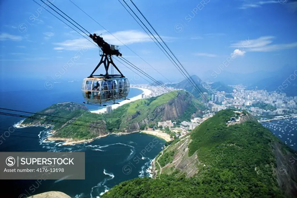 Cable car to Sugar Loaf (Pao de Acucar) above Rio de Janeiro