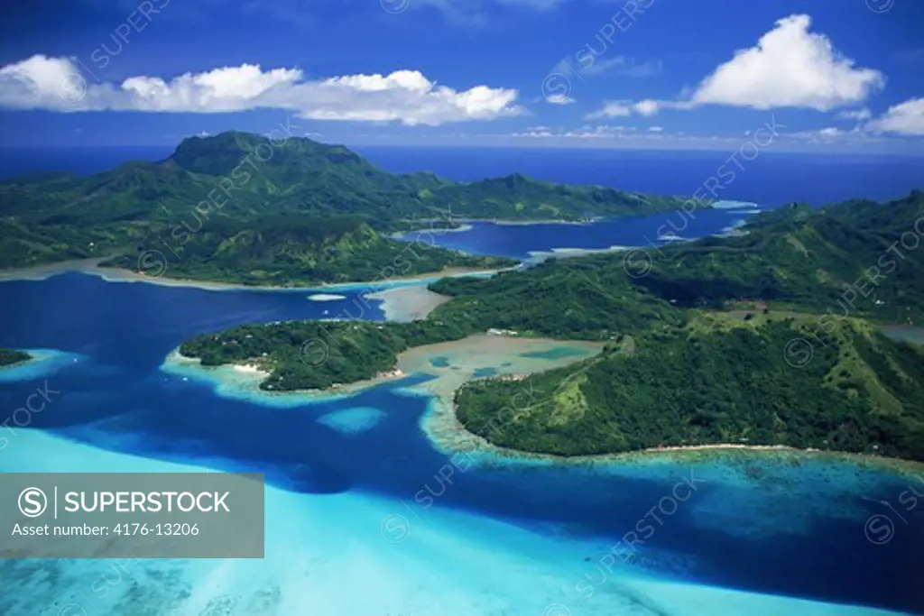 Aerial view of Raiatea Island in French Polynesia