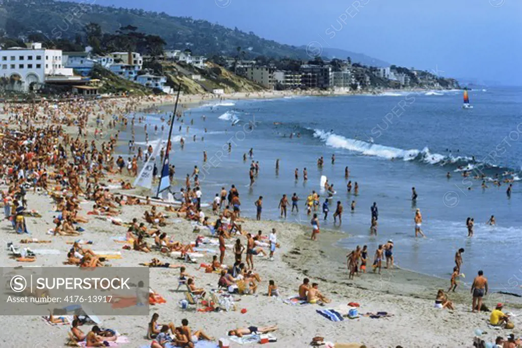 Summer crowd at Laguna Beach in Southern California
