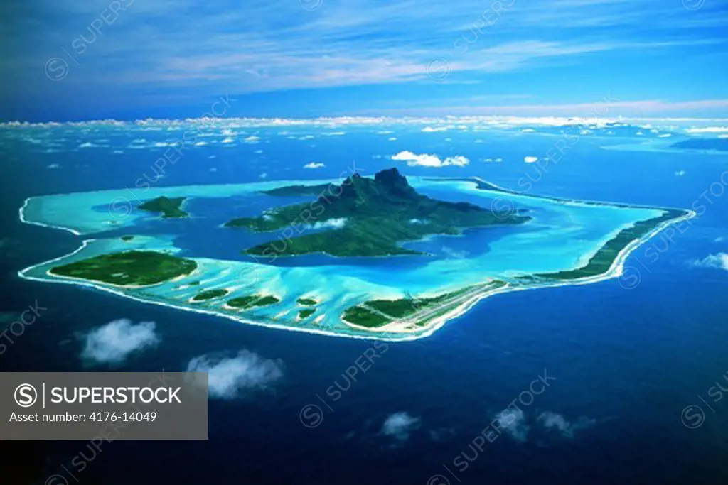 Aerial view of Bora Bora Island in French Polynesia