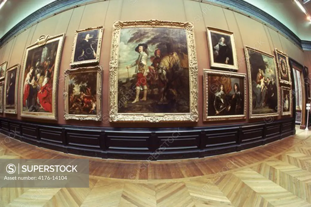 Gallaries of famous paintings at Louvre Museum in Paris