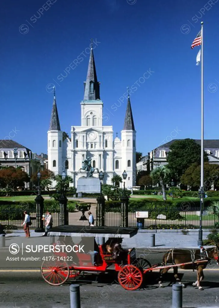 St Louis Cathedral on Jackson Square in the French Quarter of New Orleans Louisiana USA
