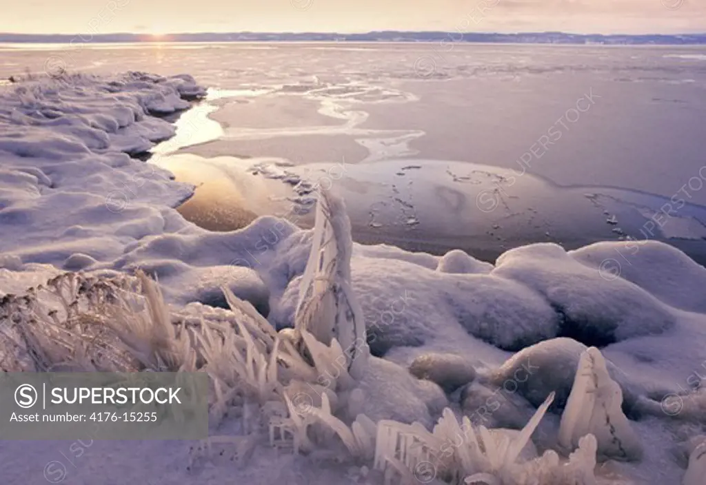 ice frozen Lake Vattern Sweden Scandinavia SWEDEN