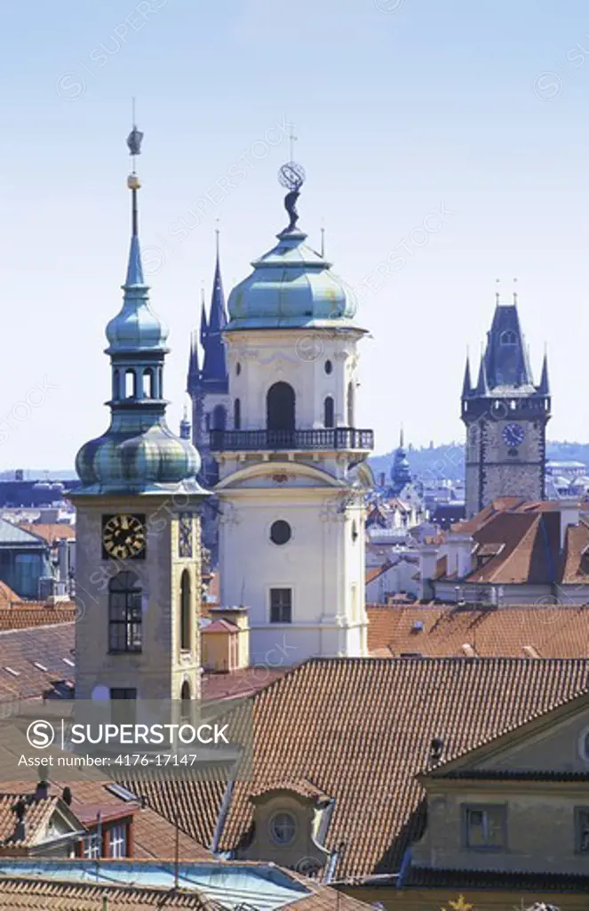 CZECH REPUBLIC PRAGUE CITY OF ONE HUNDRED SPIRES TOWERS OF THE OLD TOWN