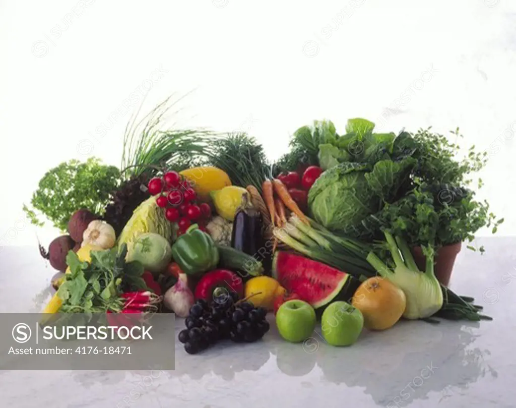 Close up of the vegetables and fruits