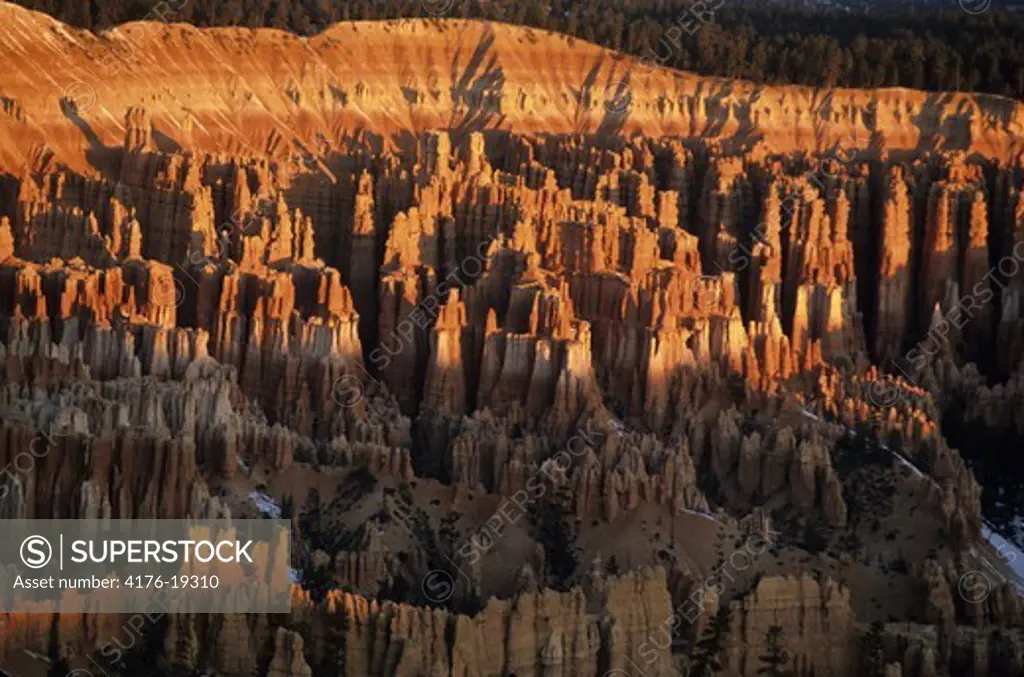 Aerial view of the hoodoos rock formations in Utah