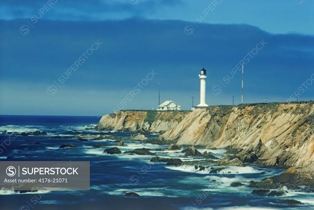 Point Arena Lighthouse on Pacific Coast in Northern California