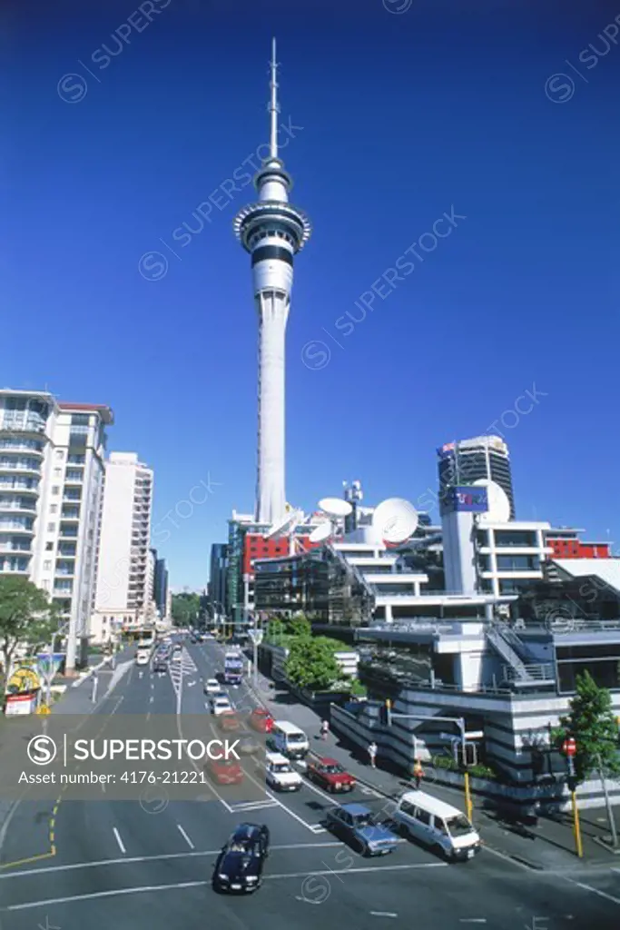 Skytower standing above Auckland New Zealand