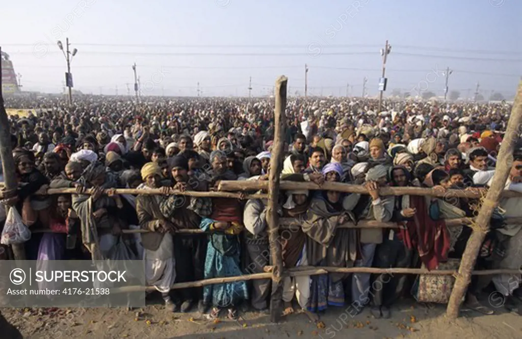 Crowd at the Maha Kumbh Mela festival in Allhabad, India