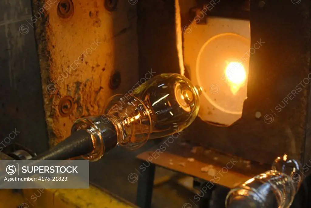 Heating up of glass in hot furnace during the warming up process